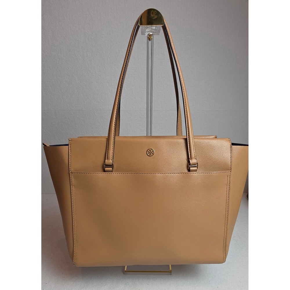 Tory Burch Robinson Large Like New Tote Tan Leather Shoulder Bag